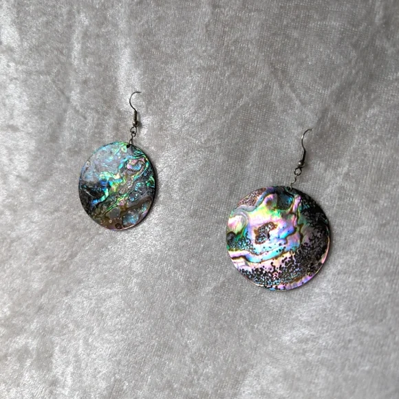 handmade Paua Large Abalone Shell Earrings Circles